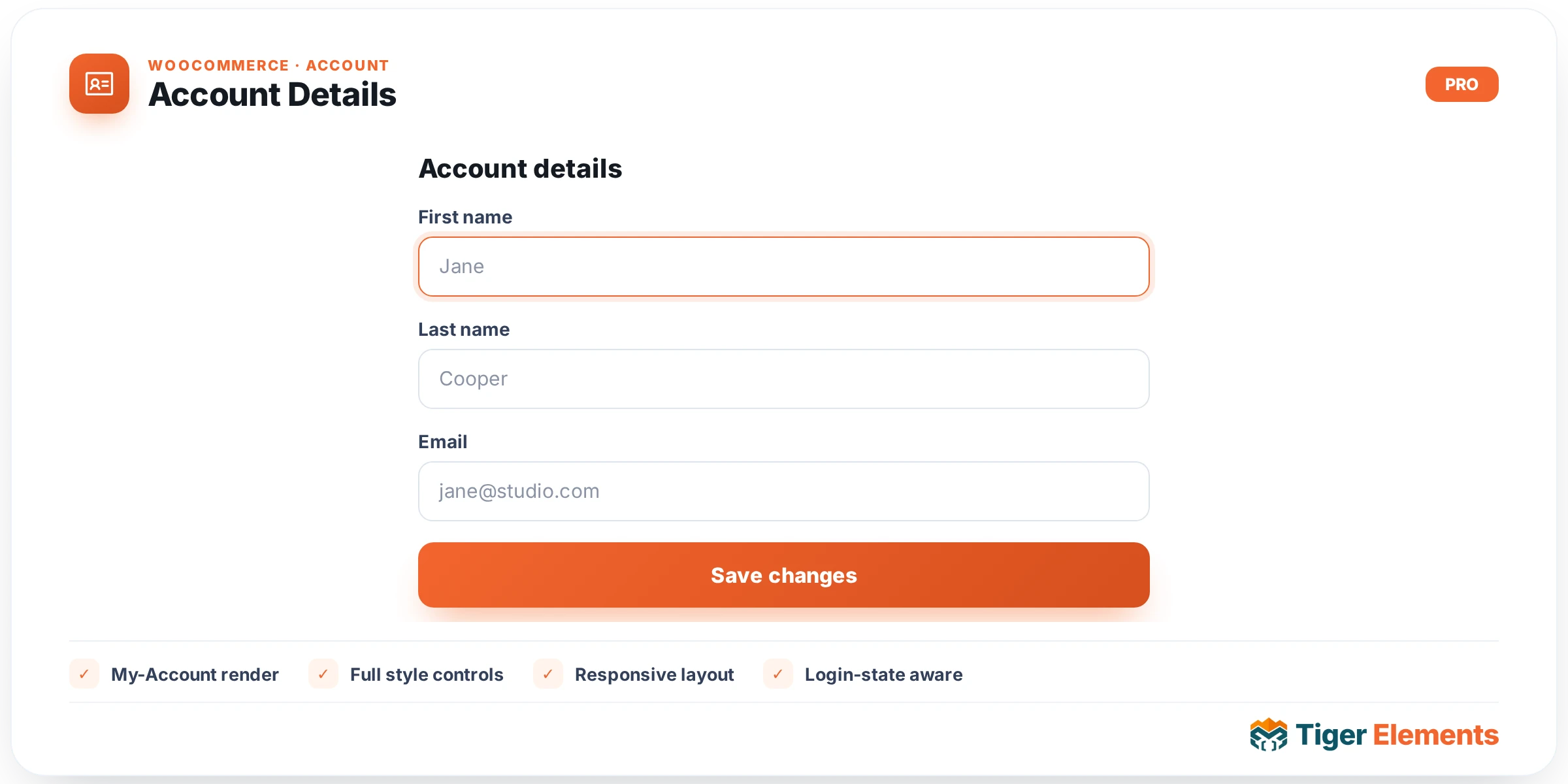 Account Details — features & options