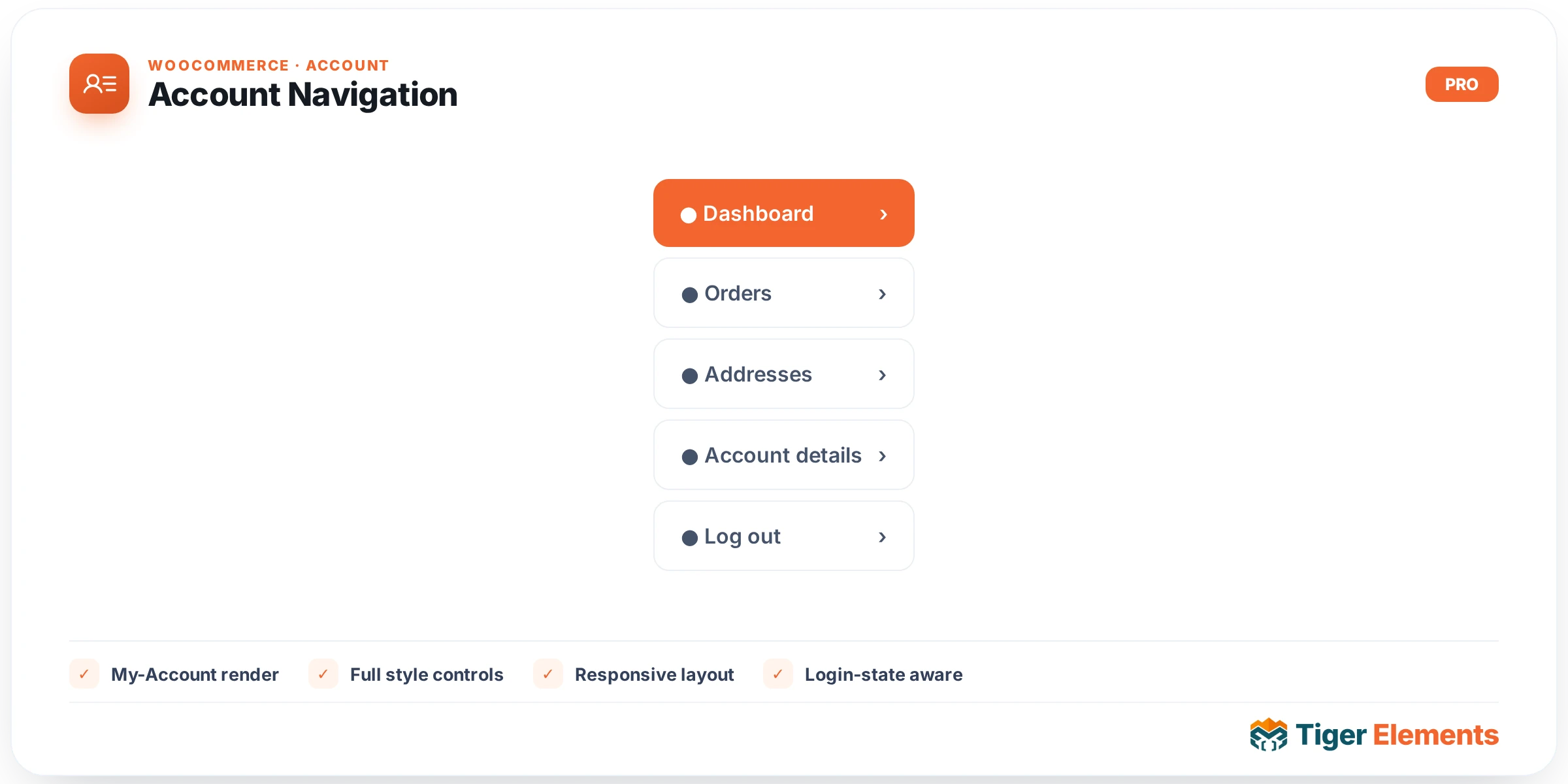 Account Navigation — features & options
