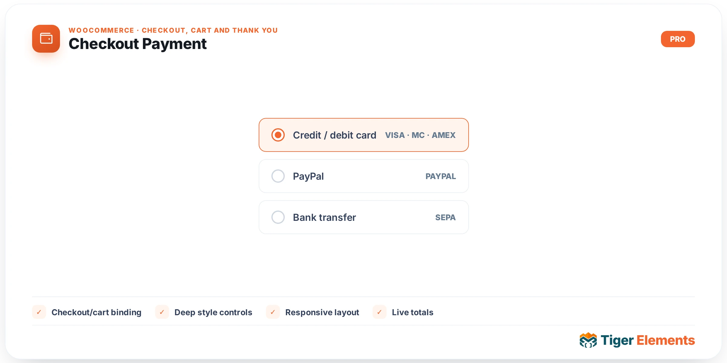 Checkout Payment — features & options