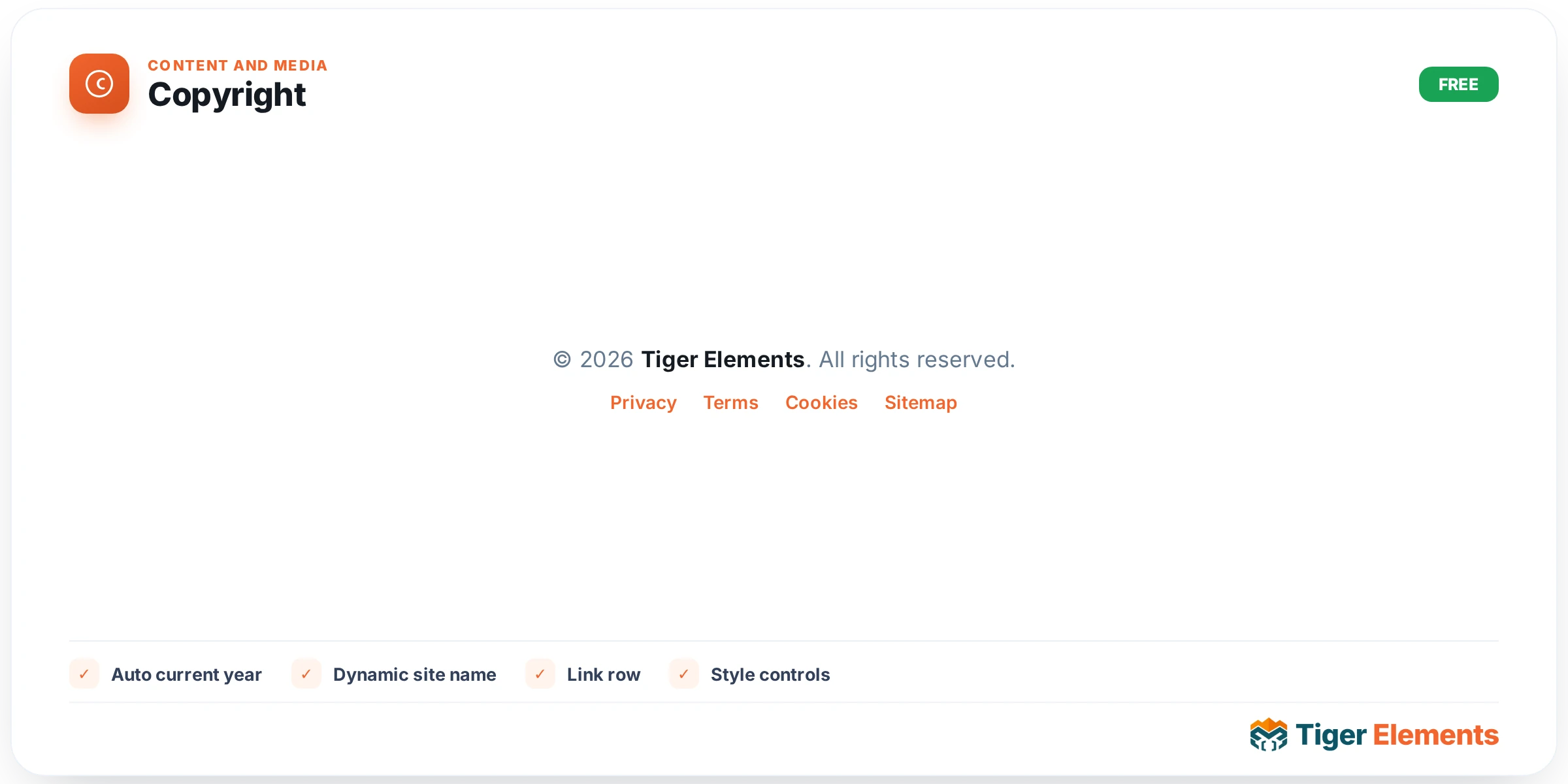 Copyright — features & options