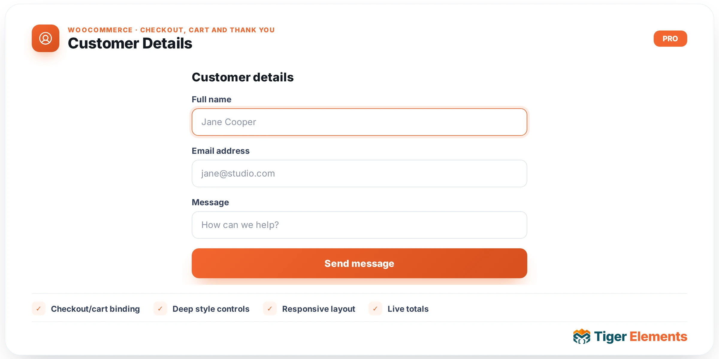 Customer Details — features & options