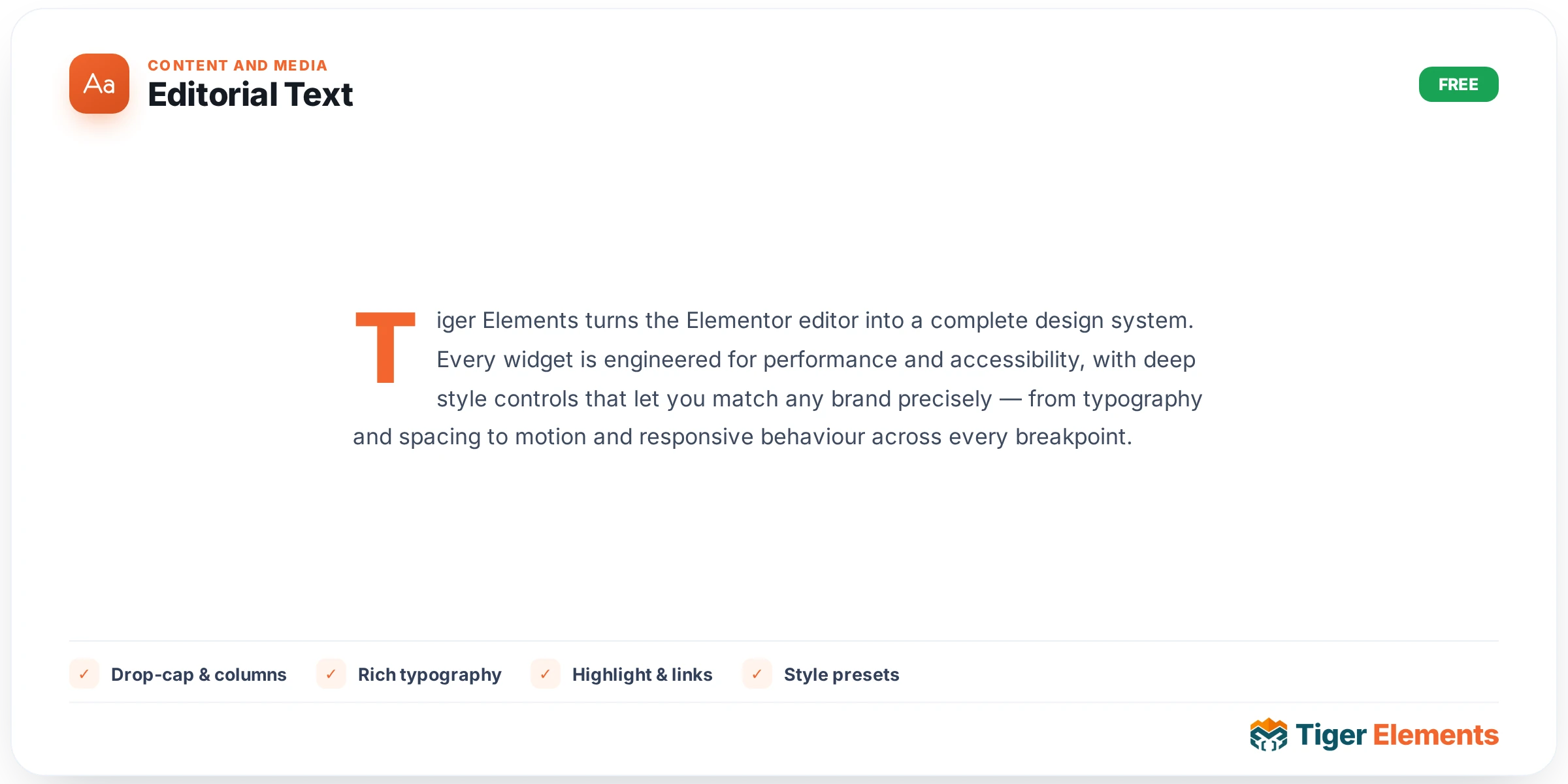 Editorial Text — features & options