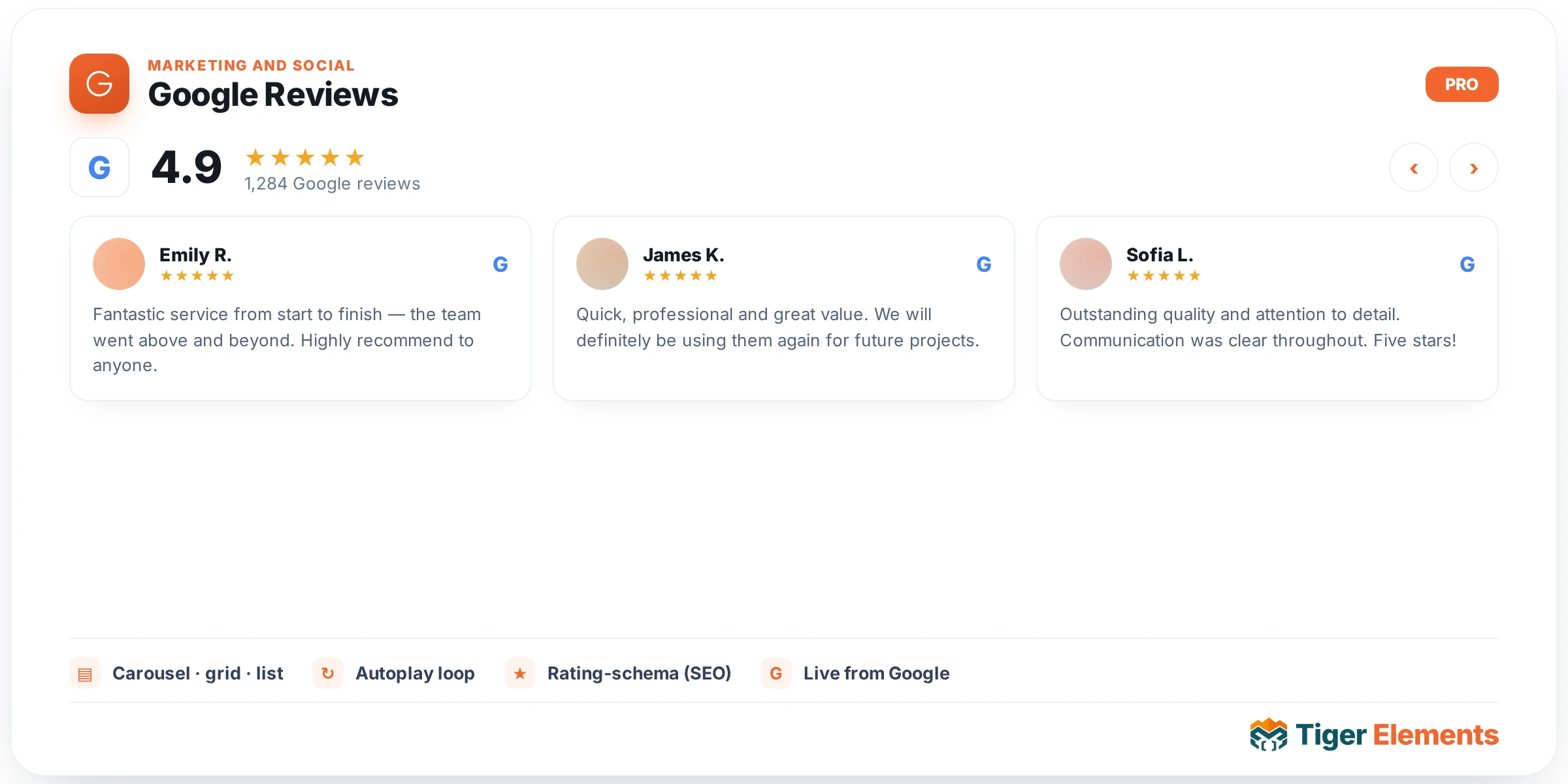 Google Reviews — features & options