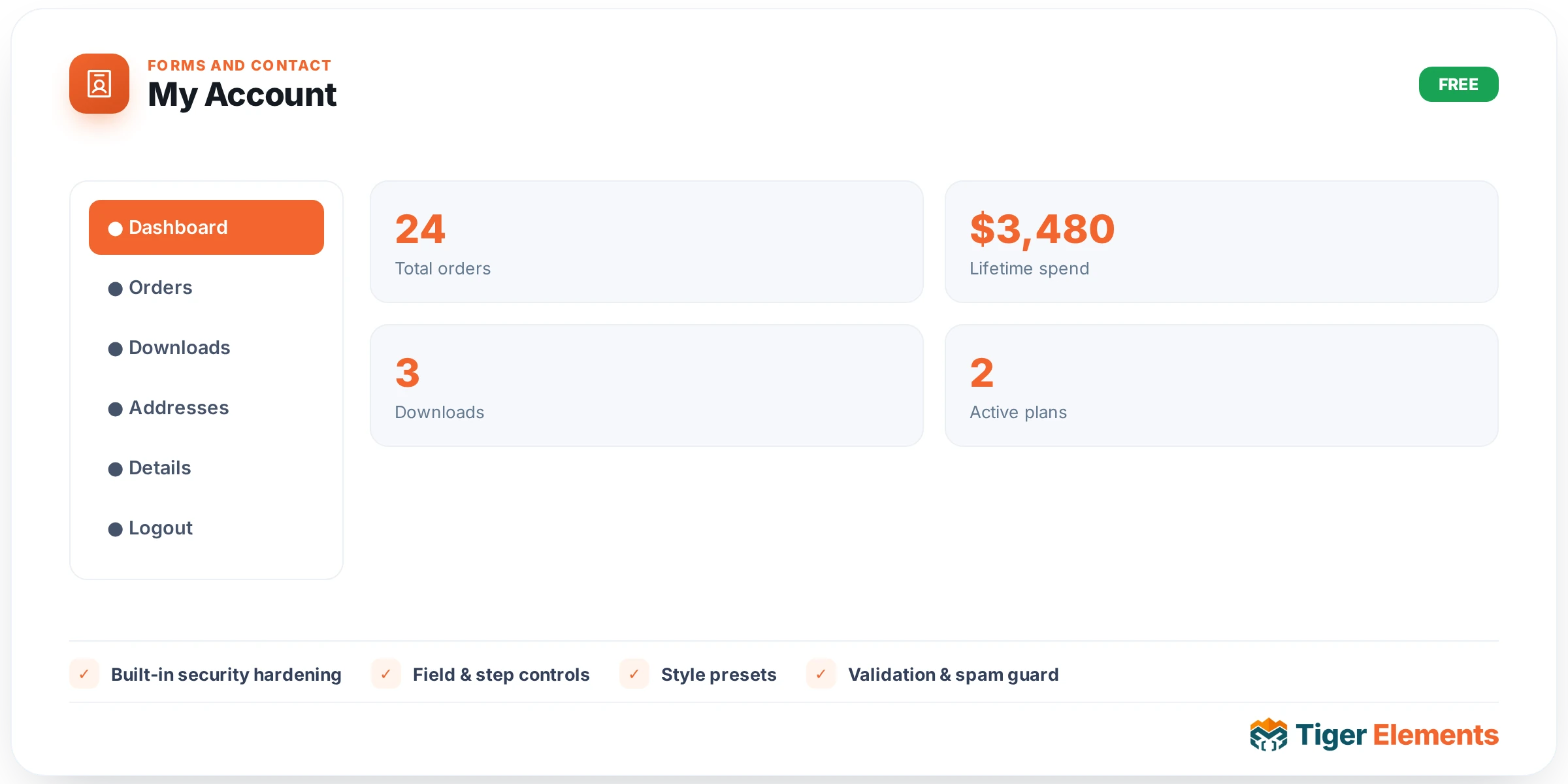 My Account — features & options