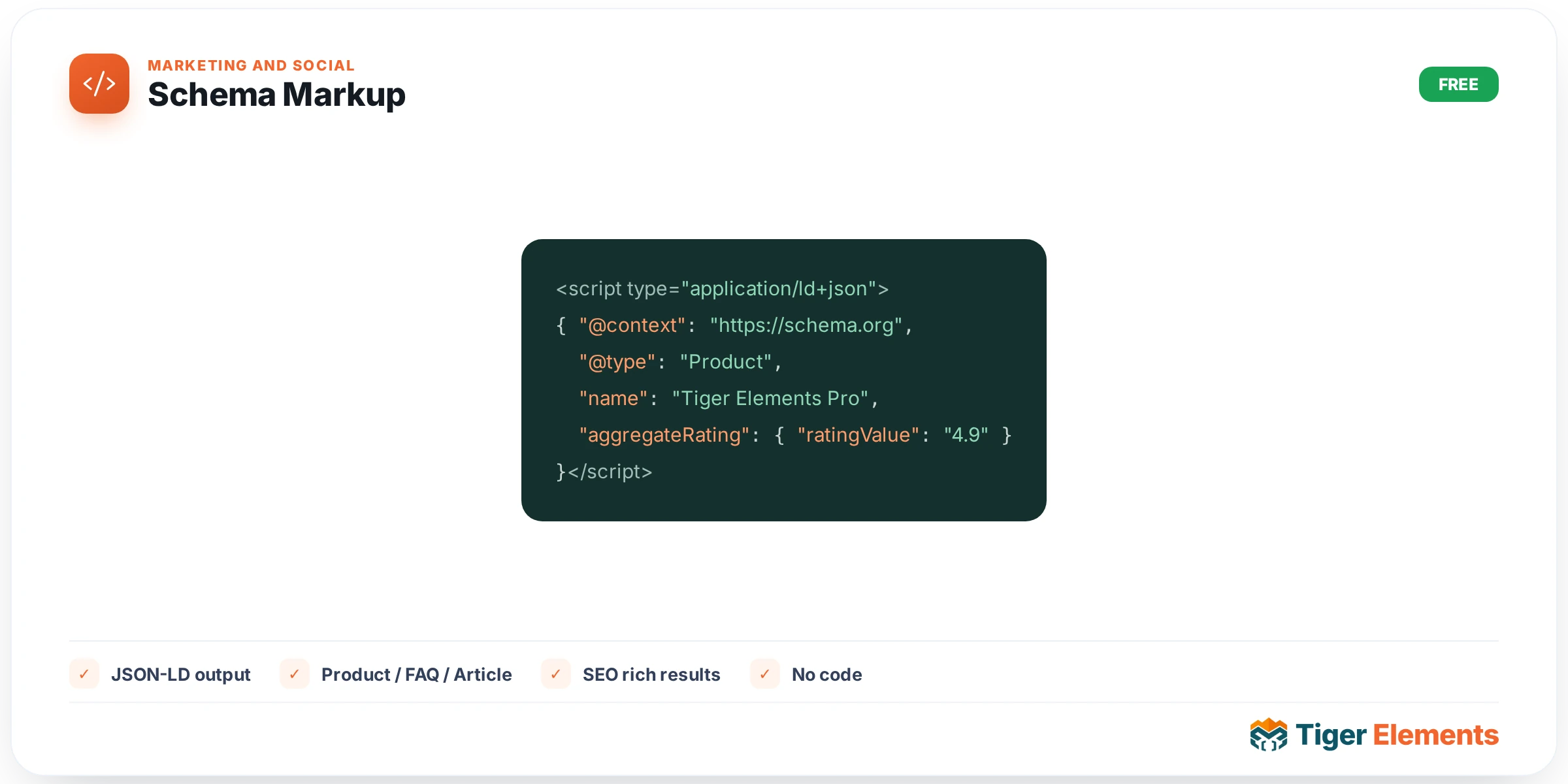 Schema Markup — features & options