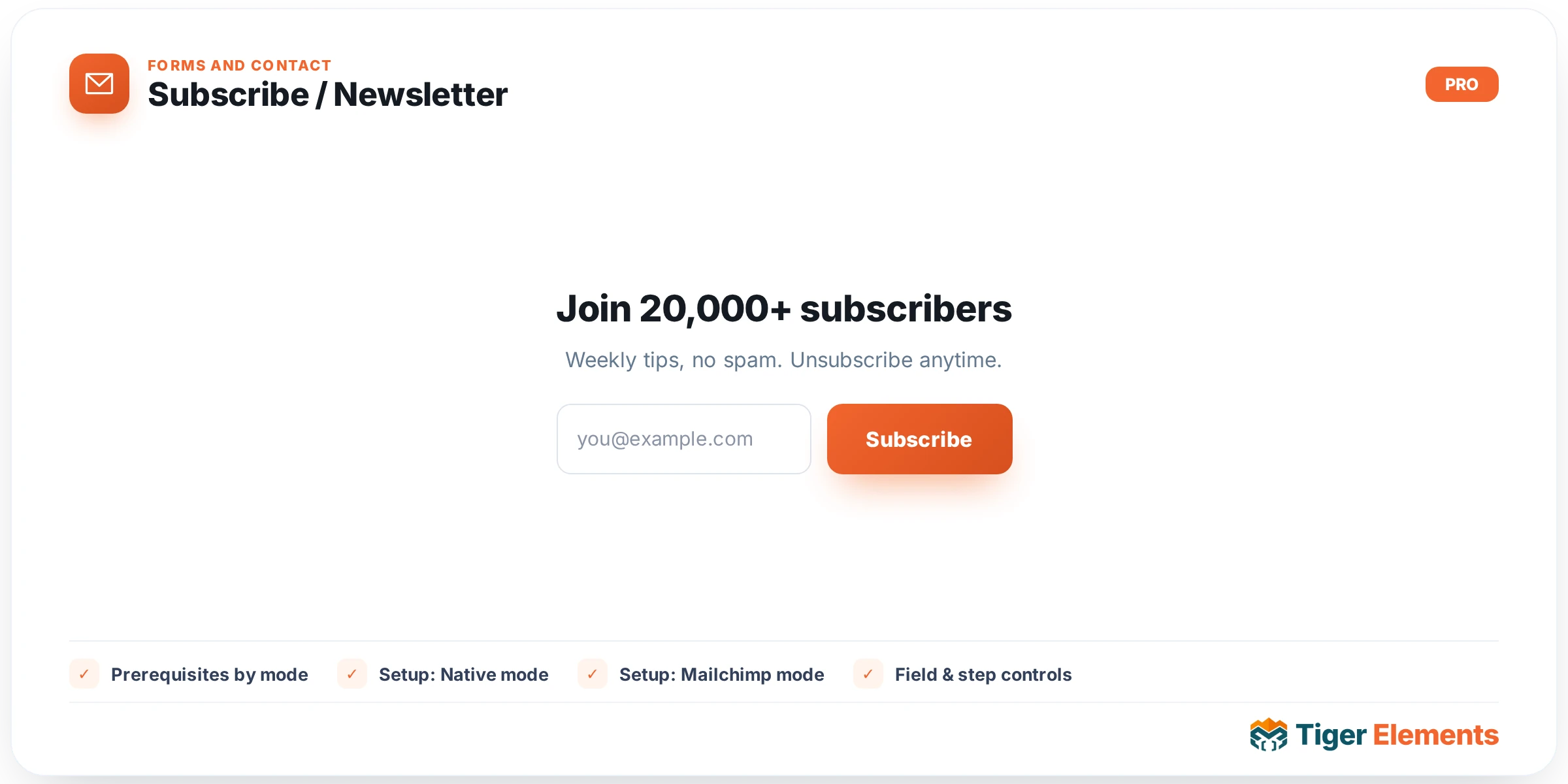 Subscribe / Newsletter — features & options