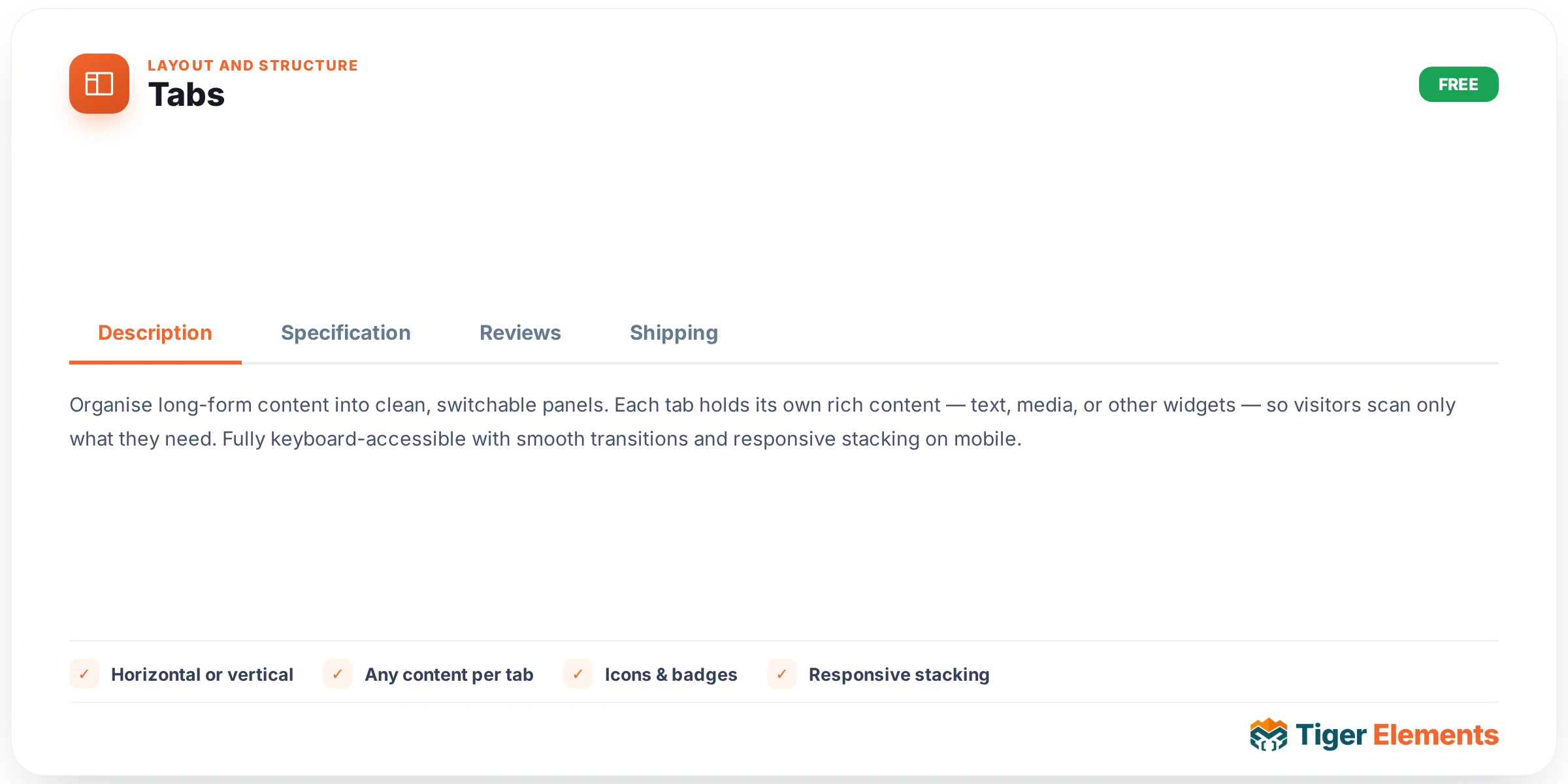 Tabs — features & options