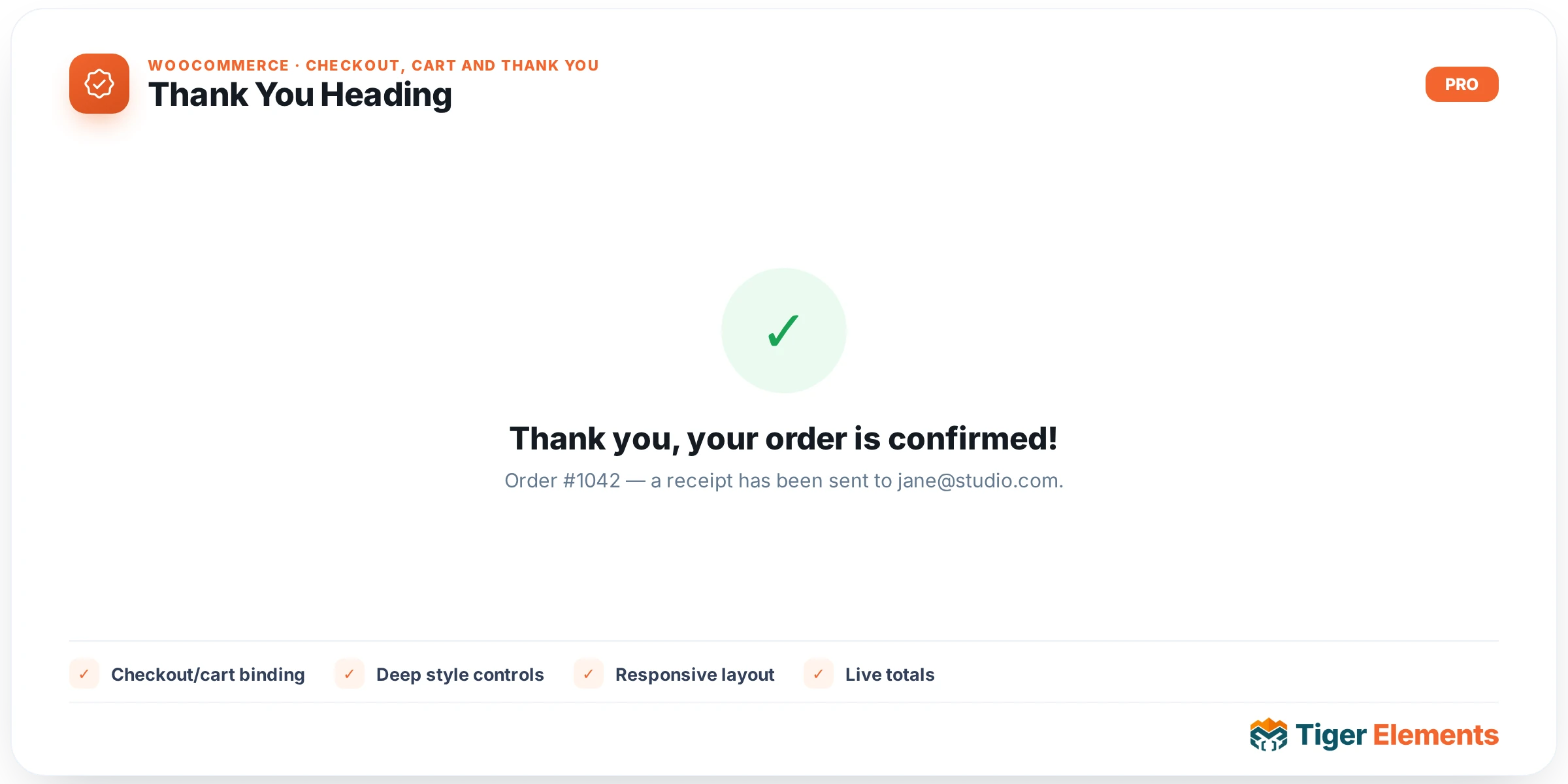 Thank You Heading — features & options
