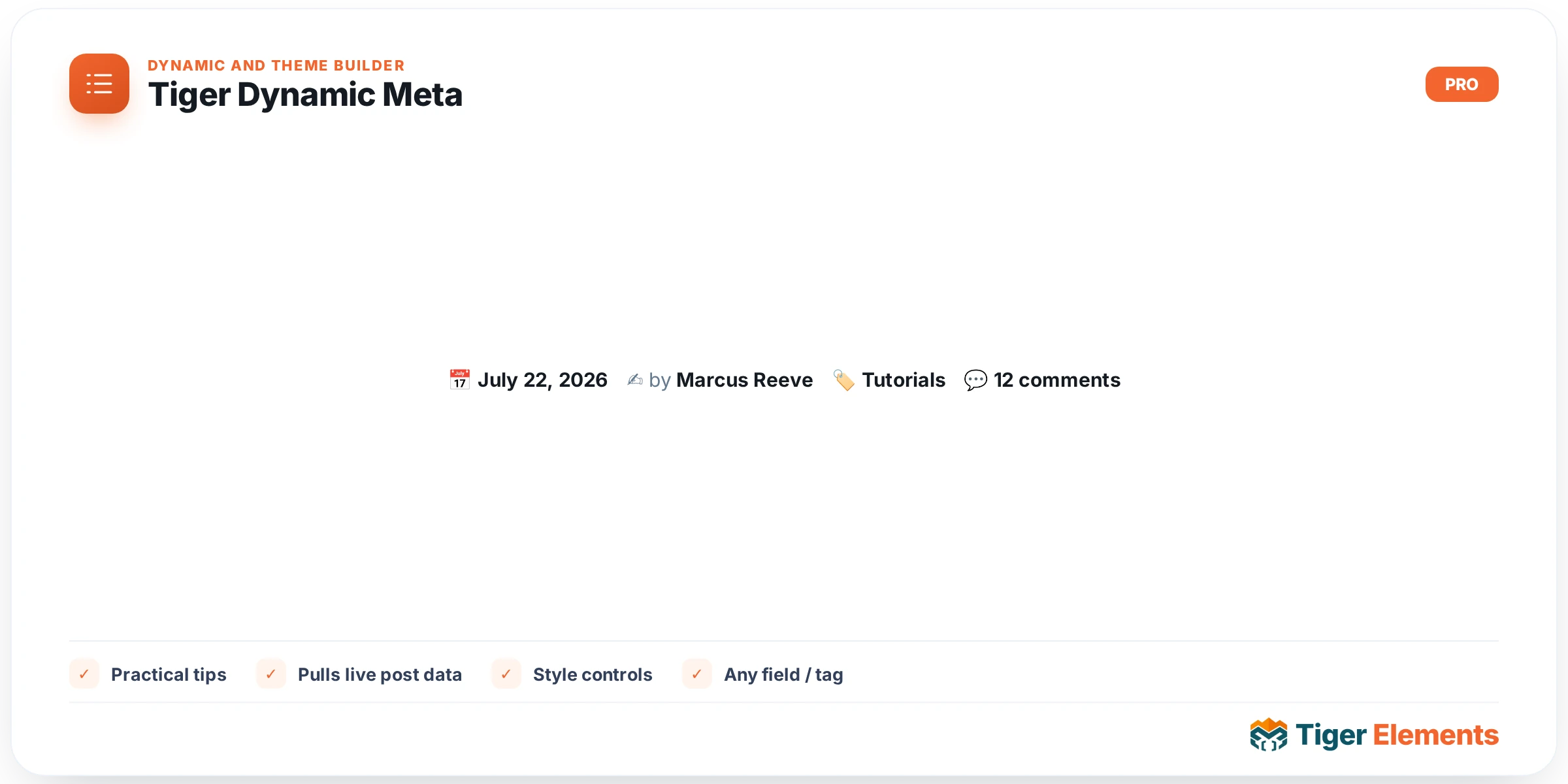 Tiger Dynamic Meta — features & options