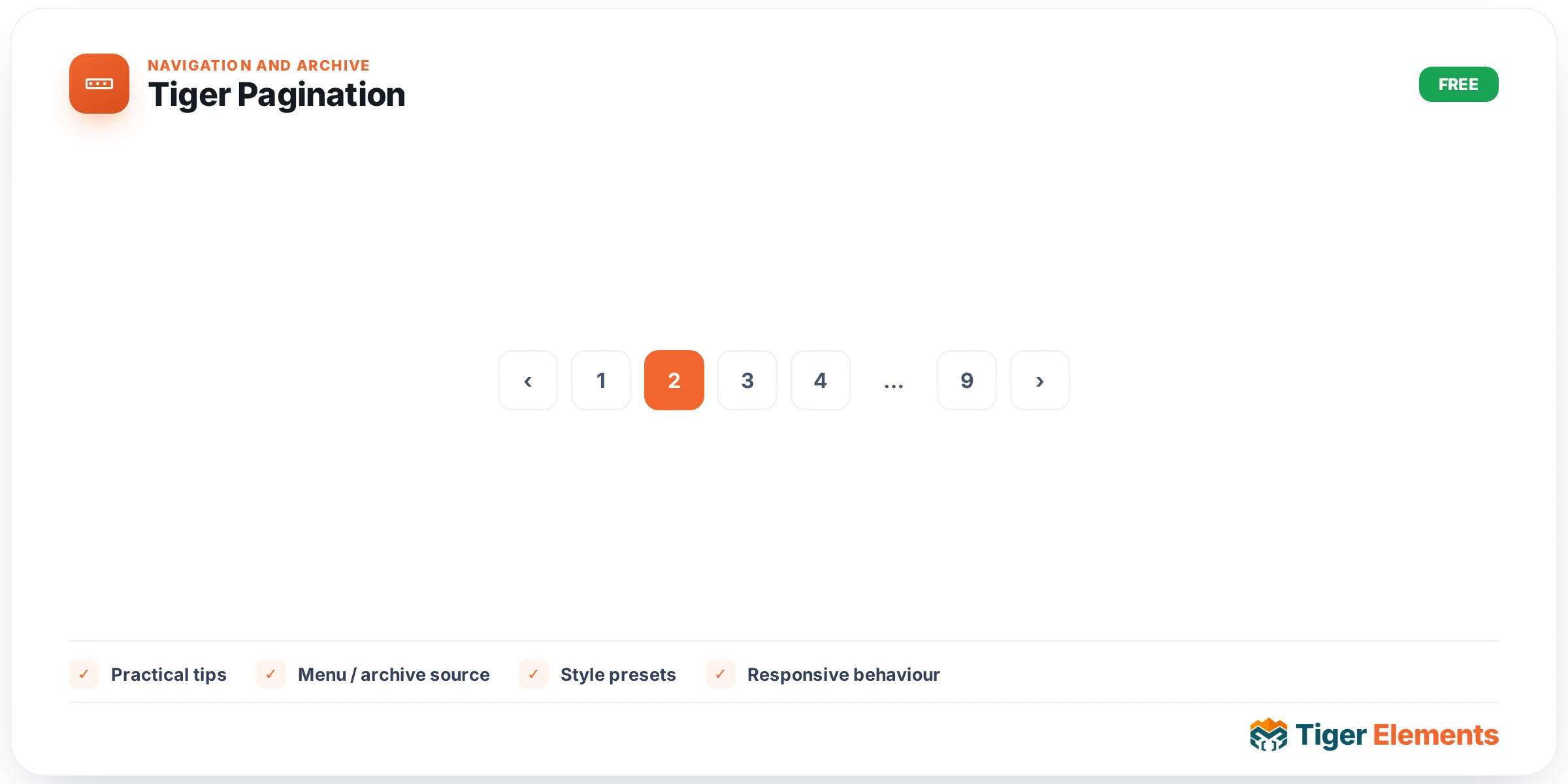 Tiger Pagination — features & options