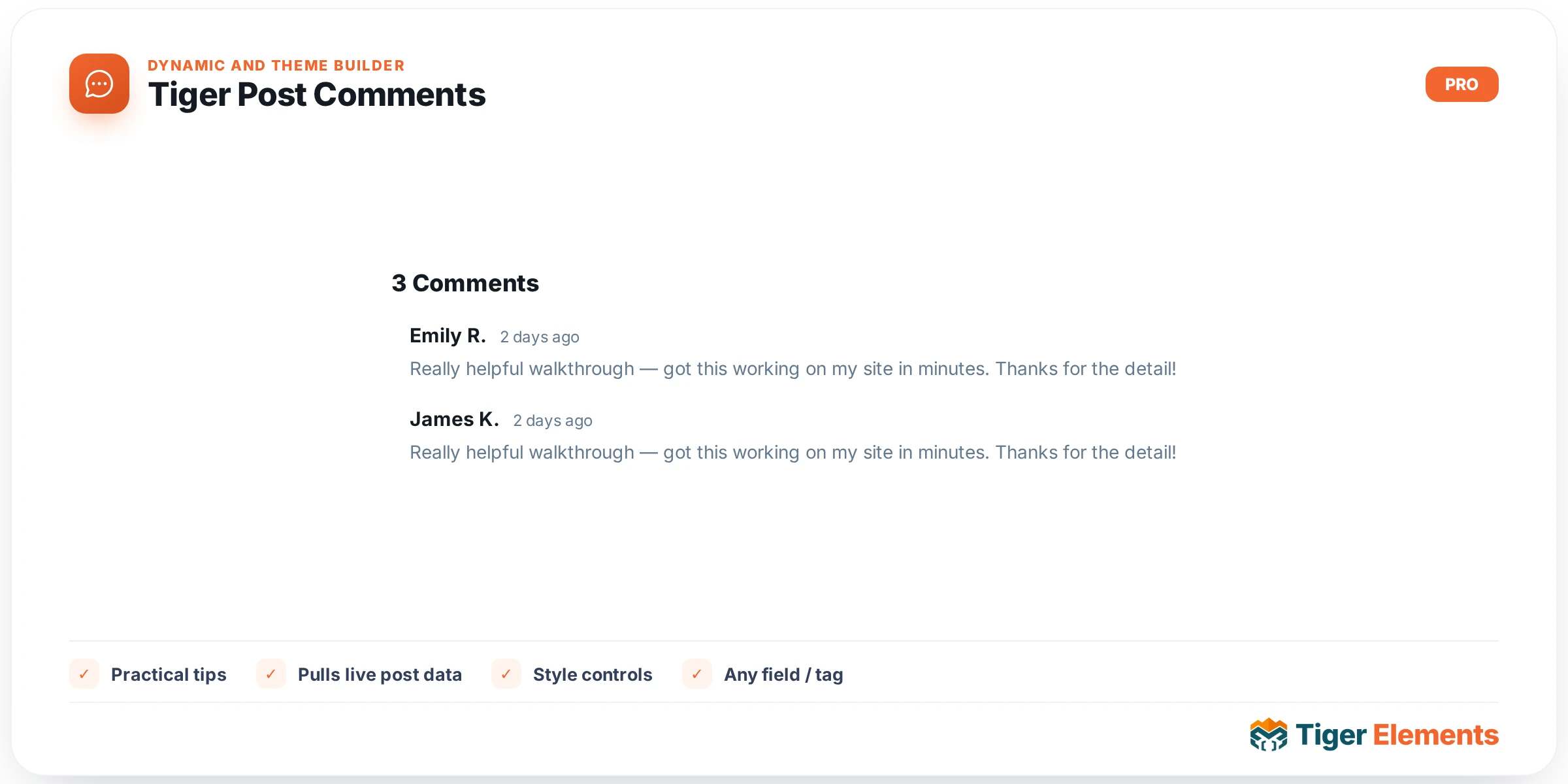 Tiger Post Comments — features & options