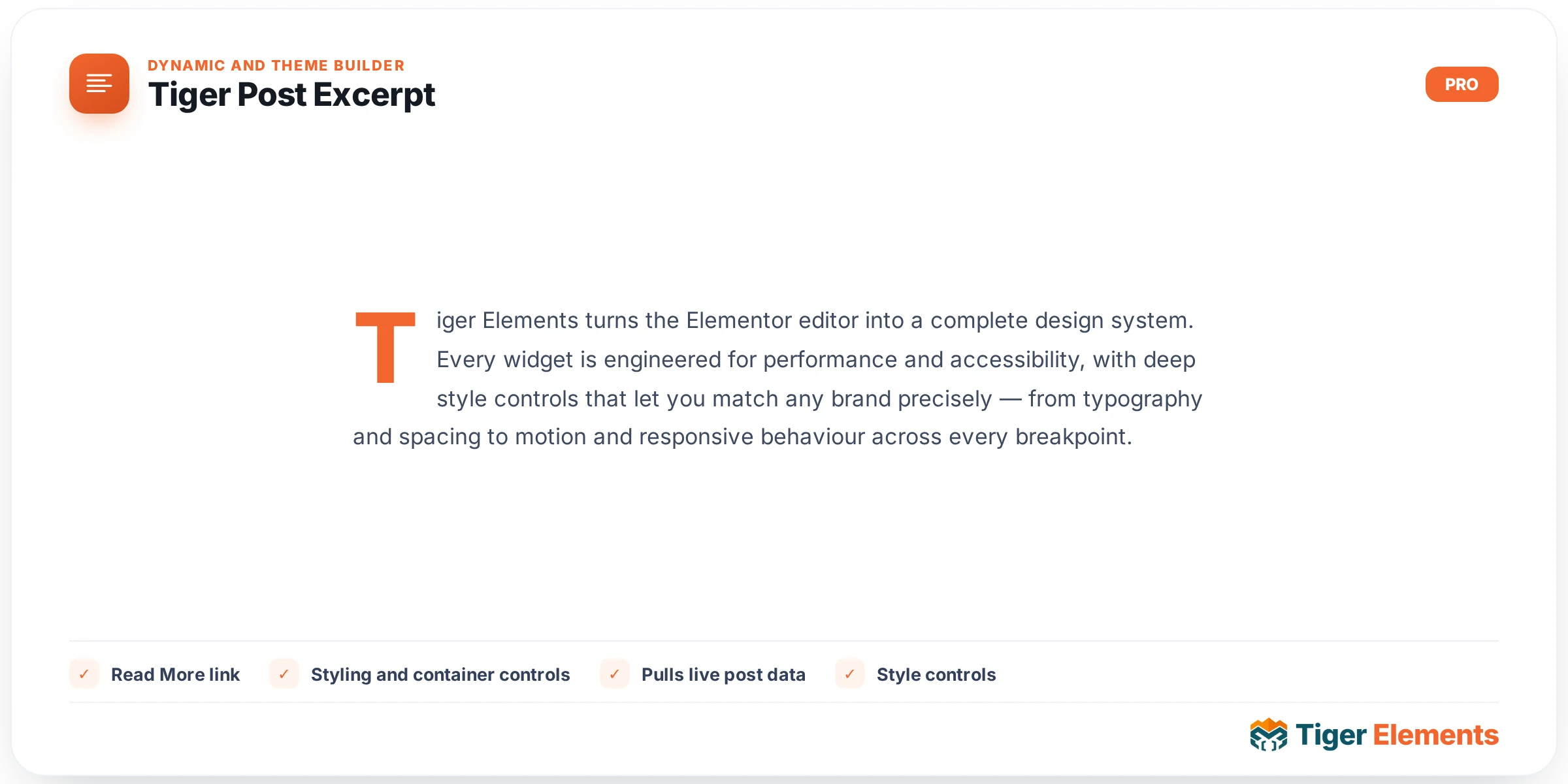 Tiger Post Excerpt — features & options