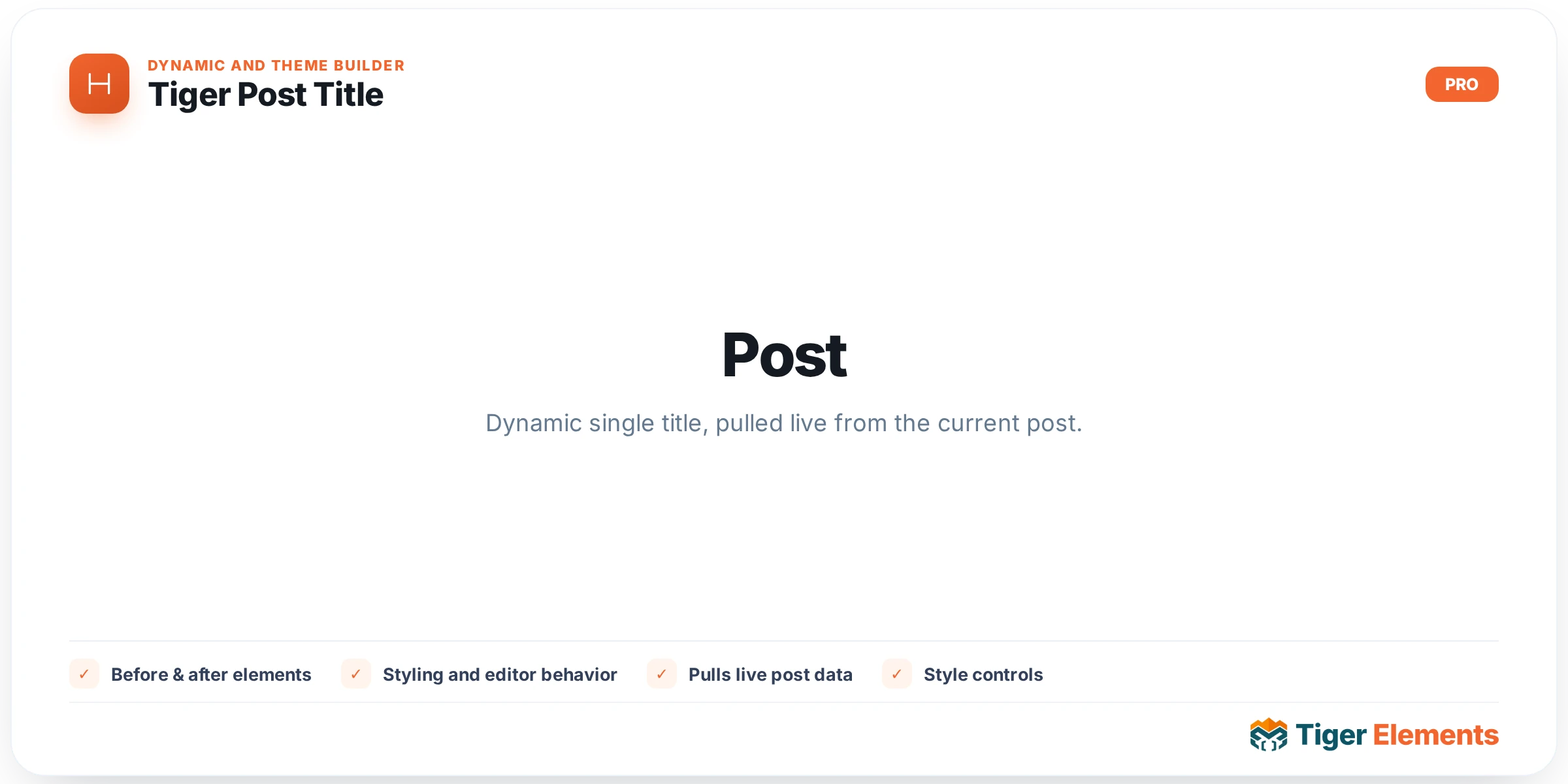 Tiger Post Title — features & options