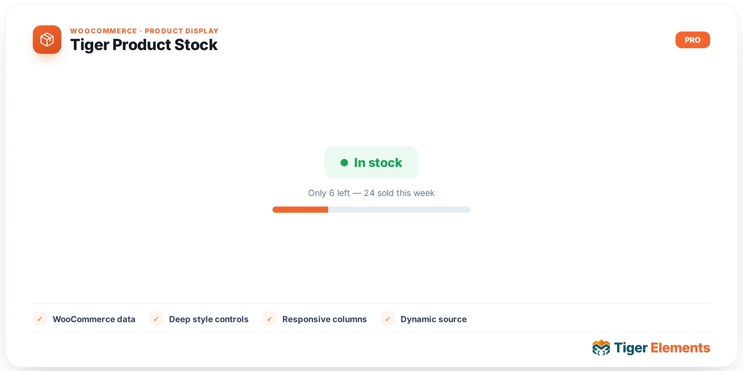 Tiger Product Stock — features & options