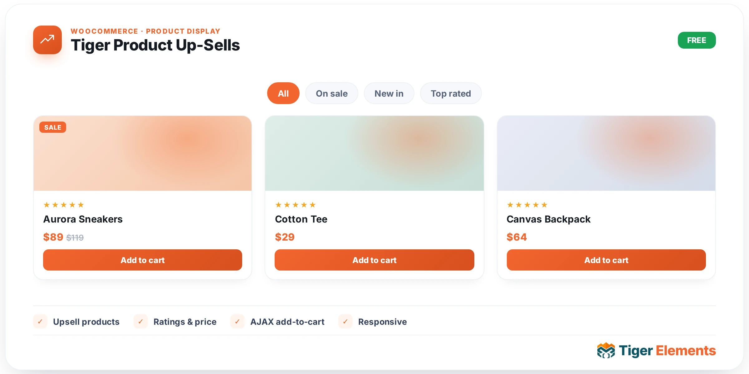 Tiger Product Up-Sells — features & options