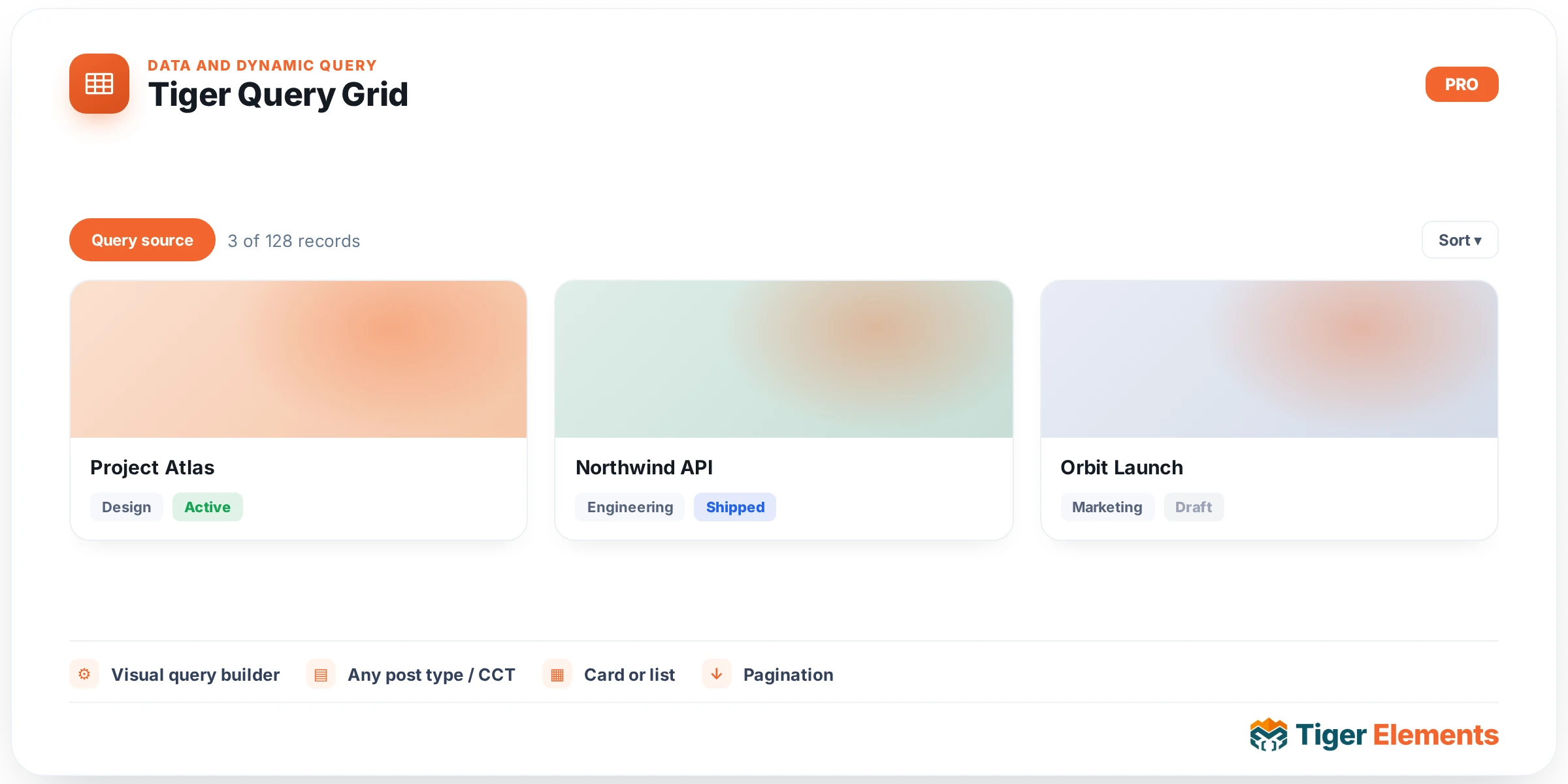 Tiger Query Grid — features & options