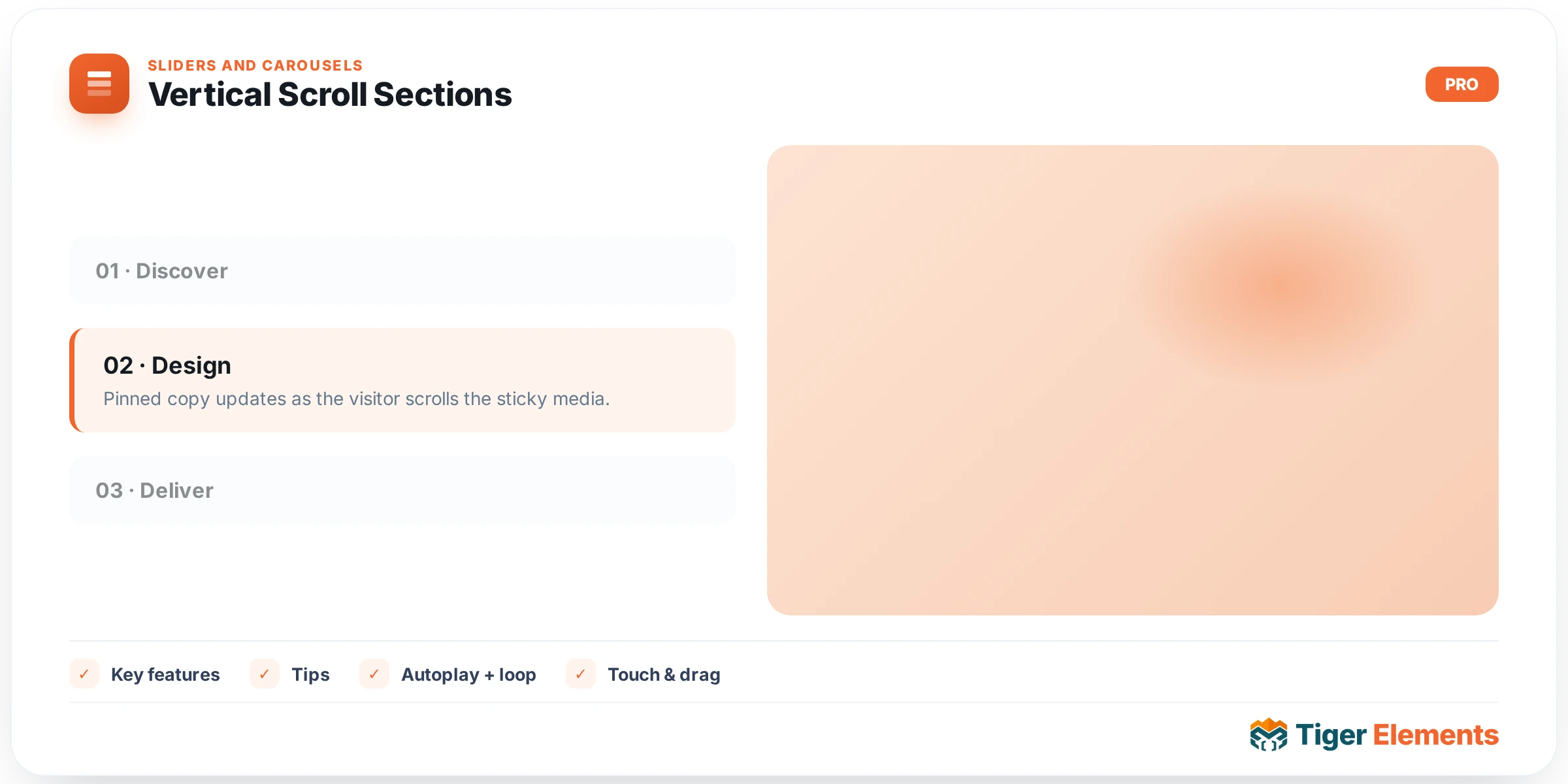 Vertical Scroll Sections — features & options